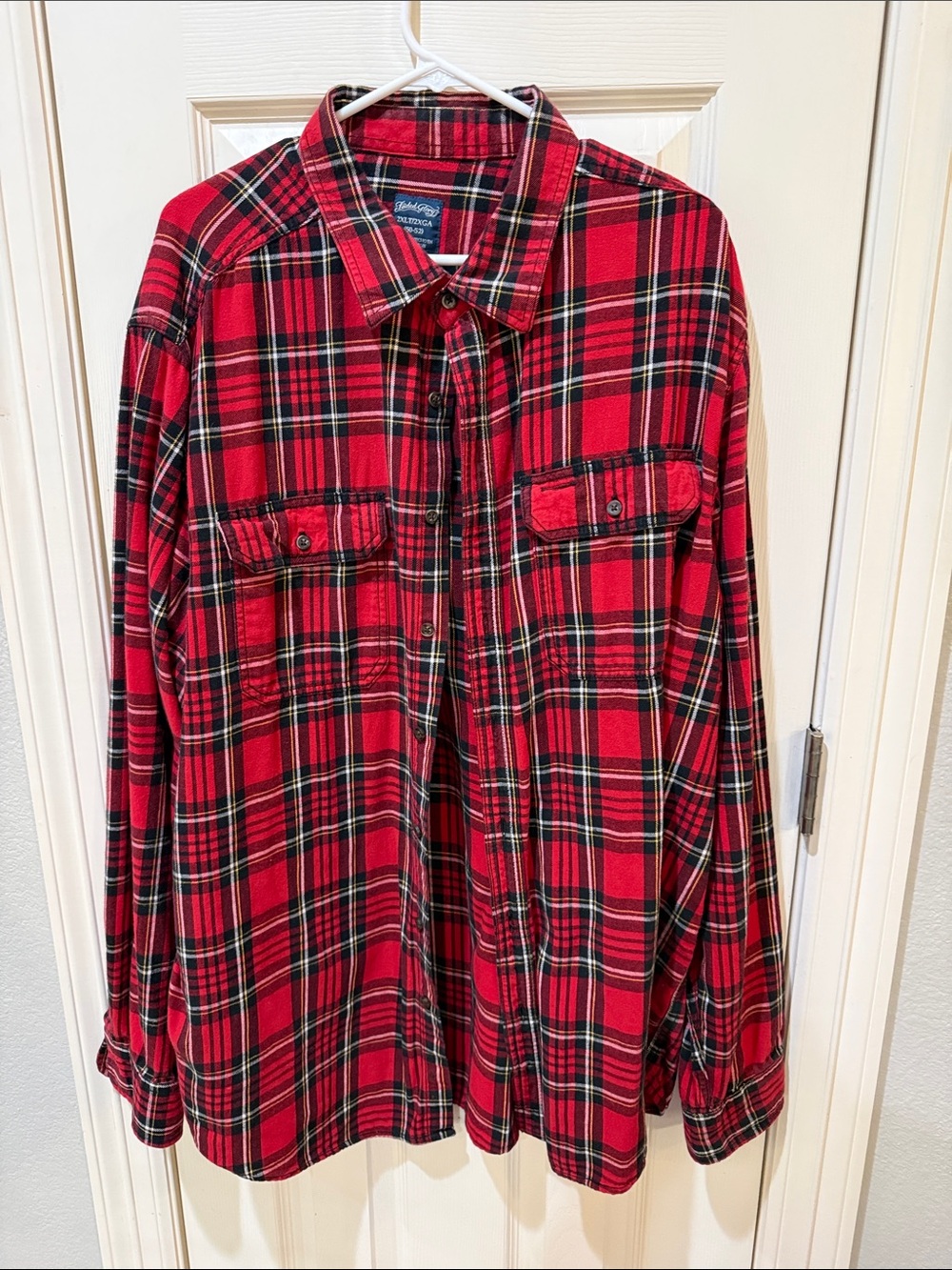 Faded Glory Red and Black Plaid Button-Down Shirt